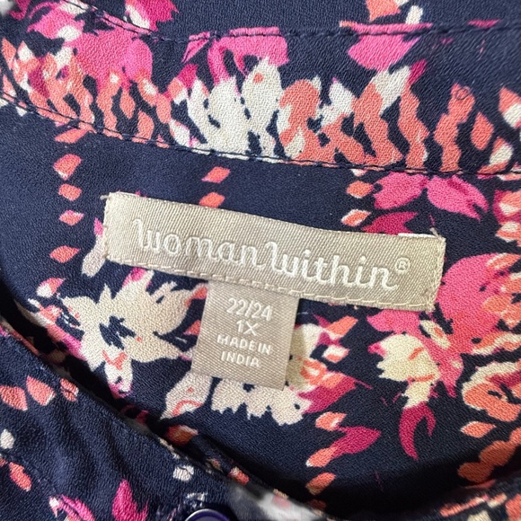 Woman Within Floral Plaid Short Sleeve Tunic Top - Picture 8 of 10